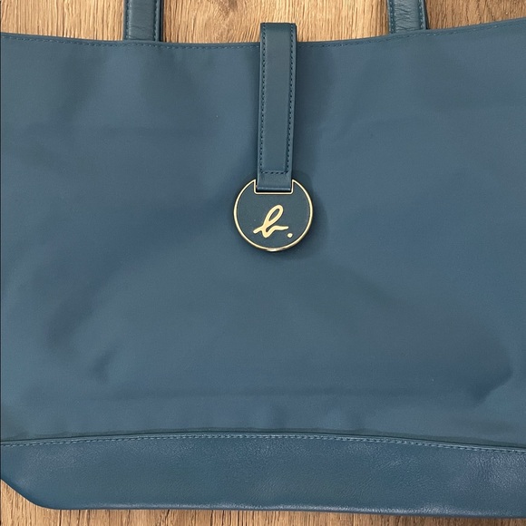 Agnes B Voyage Tote Bag Turquoise Blue Nylon Leather Bag Agnès B. France - Picture 3 of 11